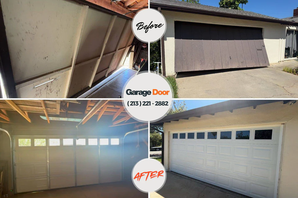Before and after: garage door repair Franklin, TX